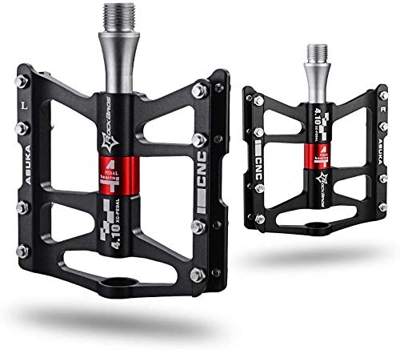 ROCKBROS Pedali Bici MTB in Alluminio 9/16” Universali 4 Cuscinetti Sigillati Anodizzazione CNC Antiscivolo Ultra-Leggero