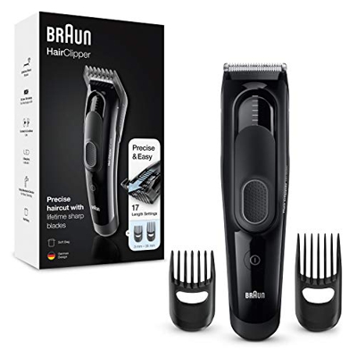 Braun HC5050 Tagliacapelli, Regolabarba Uomo e Rasoio Elettrico Barba con 17 Impostazioni di Lunghezza Precise e Lame Affilate di Lunga Durata, 2 Acce