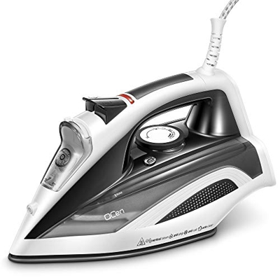 QCen Ferro da Stiro - 2400 W, 380 ml - (Risparmio Energetico, Piastra Ceramica ad Alta Scorrevolezza, Tecnologia Anticalcare, Funzione Autopulente)