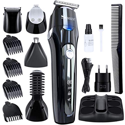Regolabarba Tagliacapelli, Aiemok Regolabarba Uomo 5-In-1 Rasoio Barba Elettrico, Tagliacapelli Uomo Professionale, Rifinitore Corpo, Naso e Orecchie,