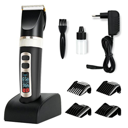 KYG Tagliacapelli Elettrico Professionale Lama in Ceramica e Titanio 5 Misure Regolabile con 4 Pettine Set Rasoio Clipper Per Capelli Smart Display LC precio