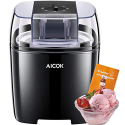 Aicok Macchina del Gelato Gelatiera Frozen Yogurtiera Macchina Yogurt 1.5L con Funzione Timer e Ricetta, Nero precio
