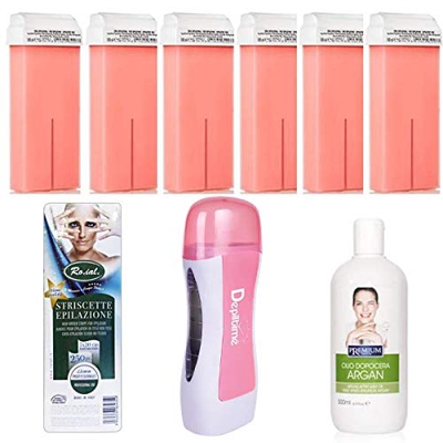 SD SHOP DEPILIA Kit 6 Roll-On titantio Cera Rullo Crema Dopocera Scaldacera Pacco Strappo Ceretta Depilazione