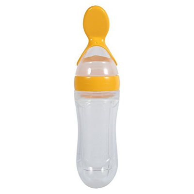 Zerodis Biberon, Silicone Spremere biberon dispensatore di Alimenti per Bambini biberon Alimentatore in Silicone da 90 ml(Giallo)