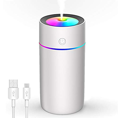swonuk Mini Umidificatore, 320ml USB Umidificatore Ambiente Ultrasuoni, 30dB Umidificatore Bambini Silenzioso, Umidificatore Auto Portatile, 2 modalit