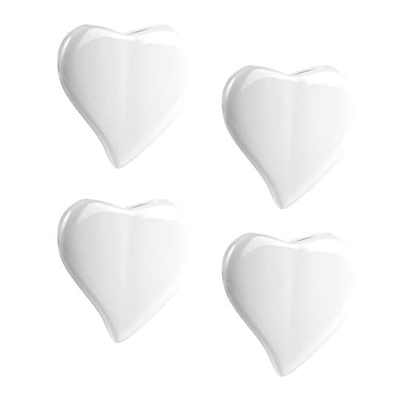 Set di 4 deumidificatori 1651 a forma di cuore in ceramica bianca per il fissaggio al termosifone