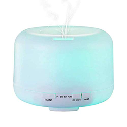 Umidificatore Ad Ultrasuoni 500ml （7 Led A Colori Variabili 2 Modalità Nebbia D'Acqua 4 Impostazioni Timer Spegnimento Olio Essenziale Diffusore Per C características