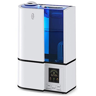 Umidificatore Ambiente Ultrasuoni TaoTronics, Purificatore d'Aria, Grande Capacità 4L, Display LED, 14 Ore di Durata per Termosifoni, Modalità di Umid