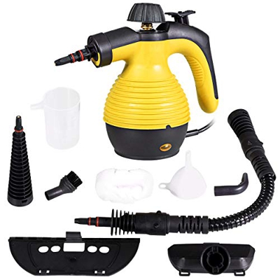 COSTWAY Pulitore Vapore 350 ml, Pulitore a Vapore Portatile Multiuso 3 Bar, con 9 Accessori (Giallo)
