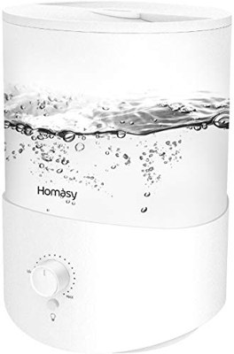 Homasy Umidificatore per oli essenziali, 2,5 l, con pomello preciso, silenzioso, 28 dB, luce notturna calda, 30 ore di lavoro