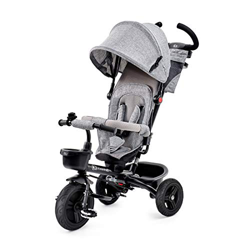 Kinderkraft Triciclo AVEO, Bici, Passeggino con Maniglione, Pieghevole, Accessori, per Bambini, 9 Mesi - 5 Anni, Grigio en oferta