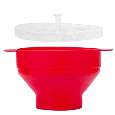 Popcorn Maker Microwave Popcorn Popper silicone con coperchio e maniglie aria calda di grande formato pieghevole Bowl BPA lavastoviglie Red Resistenza
