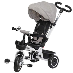 BAKAJI Triciclo Passeggino per Bambini a Pedali e Spinta 3in1 con Sediolino Girevole a 360 Gradi Direzione Mamma Imbottito Cinture di Sicurezza Manigl en oferta