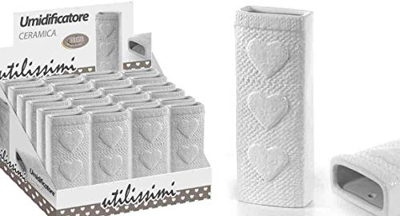 Kasahome 4 Umidificatori Evaporatori per Acqua Ambiente in Ceramica Umidificatore Evaporatore per Termosifoni Ambienti Casa Home Decoro Cuore Bianco
