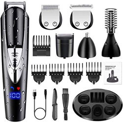 10 in1 Impermeabile IPX7 Tagliacapelli kit Tagliacapelli uomo Professionale Elettrico Per rimuovere i capelli dal naso e dall'orecchio Tagliacapelli E en oferta