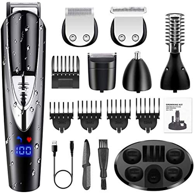 10 in1 Impermeabile IPX7 Tagliacapelli kit Tagliacapelli uomo Professionale Elettrico Per rimuovere i capelli dal naso e dall'orecchio Tagliacapelli E