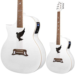 Lindo - Chitarra elettroacustica per mancini, colore: bianco Dove V2, con preamplificatore/sintonizzatore e custodia imbottita en oferta