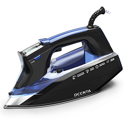 Dcenta Ferro da Stiro a Vapore con Display LCD 2200W 350ML Piastra Rivestita in Ceramica,11 Tipi di Controllo Temperatura Ferro da Stiro a 3 Vie con A