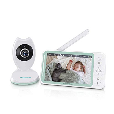Baby Monitor con LCD HD Schermo da 4.3 Pollici, Videocamera con Sensore di Temperatura e VOX, Telecamera Neonato con Audio Bidirezionale, Visione Nott