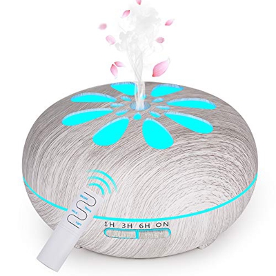 Diffusore di Oli Essenziali 550 ML, GeeRic Ultrasuoni Umidificatore Purificatore d'Aria Diffusore di Aromi Nebulizzatore per Oli Profumati 7 Color LED