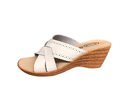 Stella Ciabatta Donna Incrociata in Pelle Sottopiede Memory Zeppa 6 CM Comoda Leggera Made in Italy Articolo 02 (Bianco, 39)