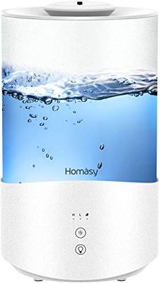 Homasy 4L Umidificatore Ambiente Bambini , 24 dB Umidificatore Ultrasuoni a Riempimento Superiore, Umidificatore Bambini con Touch Screen, 8 Luci a Co