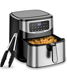 7L Friggitrice ad aria, Acezoe 1800W XXL in Acciaio Inox Friggitrice calda senza Olio, 9 Programmi e Touch Screen a LED, Funzione di Preriscaldamento, en oferta