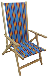 Sedia sdraio pieghevole prendisole in legno di faggio chiaro naturale con tela a righe schienale reclinabile regolabile in 2 posizioni per spiaggia ca en oferta