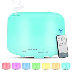 Trounistro umidificatore, Diffusore di Olio Essenziale con Cambio di 7 luci a LED a Colori Purificatore d'Aria Auto spegnimento Senza Acqua e Timer pe en oferta