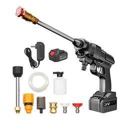 Festnight Rondella portatile senza fili 24V Macchina idropulitrice elettrica ad alta pressione 200W 30Bar Batteria al litio Dispositivo di pulizia per precio