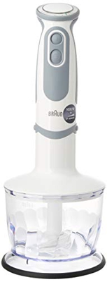 Braun Minipimer 5200 – Frullatore a mano, 1000 W, 21 velocità e funzione Turbo, Campana anti-schizzi, Powerbell Plus, Easy-Click, con misurino da 600 