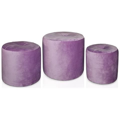 Set Di 3 Pouf Salsa In Velluto Viola