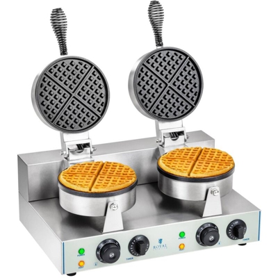 Piastra per waffel - 2 x 1.300 Watt - rotonda - ROYAL CATERING