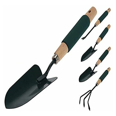 KIT UTENSILI DA GIARDINO 6 pz IN PETALLO CON MANICO LEGNO PLASTICA - FOXTRADE