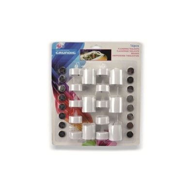 16 Candele a Led Elettriche Tealight Luce Calda + 16 Batterie CR2032 - Grundig - BAKAJI