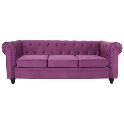 Grande Divano A 3 Posti Chesterfield In Velluto Viola