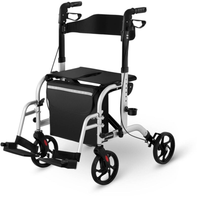 Deambulatore 2 In 1 Sedia A Rotelle Rollator Con Borsa Riflettori Girello 136 Kg - UNIPRODO