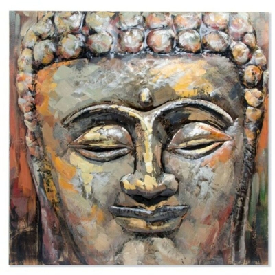Quadro Buda Legno Metallo Orientale Buda (80 x 80 x 7 cm) - Dekodonia