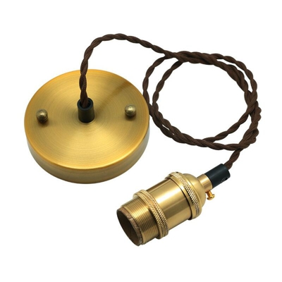 Lampada a sospensione in metallo dorato E27 RETRO CHIC cavo tessile - ECLAIRAGE DESIGN