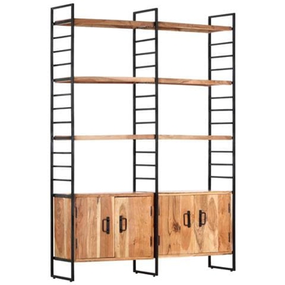 Libreria A 4 Livelli Legno Massello Di Acacia 124x30x180 Cm