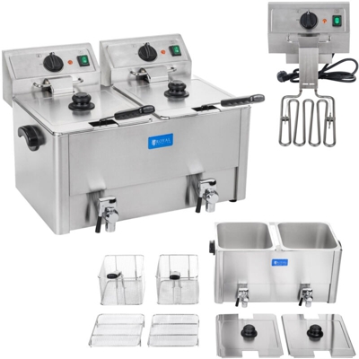 Friggitrice 2 vasche da 13 litri - Termostato EGO - ROYAL CATERING