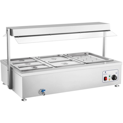 Bagnomaria Professionale 6 Contenitori Con Scarico Tavola Calda Teca Per Buffet - ROYAL CATERING