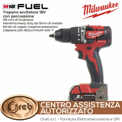 Milwaukee m18 cblpd-203c trapano avvitatore 18v brushless 3 batterie en oferta