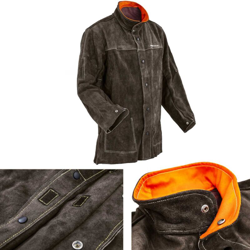 Giacca In Pelle Per Saldatore Taglia M Crosta Di Pelle Bovina Cachi Scuro A1 - STAMOS WELDING precio