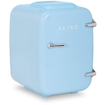 Bredeco - Mini Frigo Portatile Elettrico Stile Retro Bar Mobile Campeggio 4L Blu