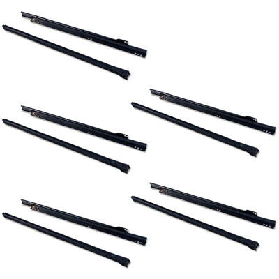 Emuca 3019814 Guida-Binario con Cuscinetti a Rulli per Cassetto, Verniciato Nero, 600 mm, Set di 5