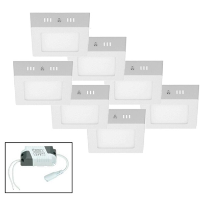 7 x Plafoniera a LED 6W AC 220-240 V 374 Lumen Quadrato 120x120 mm IP53 LED Pannello Bianco Neutro 4000K Faretto Quadrato da Incasso Pannello LED