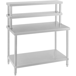 Royal Catering Nuovo Tavolo Inox Con Sovrastruttura Da 2 Ripiani - Carico Totale precio