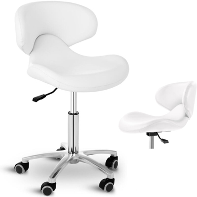 Sgabello Con Schienale Per Parrucchiere Salone Studi Medici Bianco 47 X 44 Cm - PHYSA