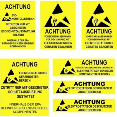 Quadrios - Etichette di avvertimento ESD 1 pz. Giallo, Nero (L x L) 140 mm x 140 mm